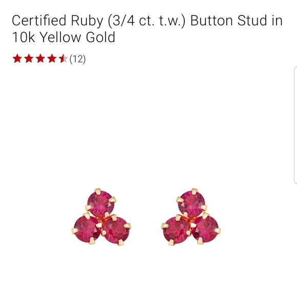 Ruby button stud in 10 k gold - Picture 2 of 5